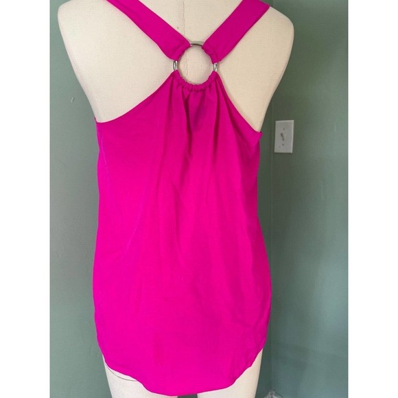 THE LIMITED Small Flame Ruffle Front BRIGHT Fuchsia Sleeveless Blouse - Picture 3 of 5